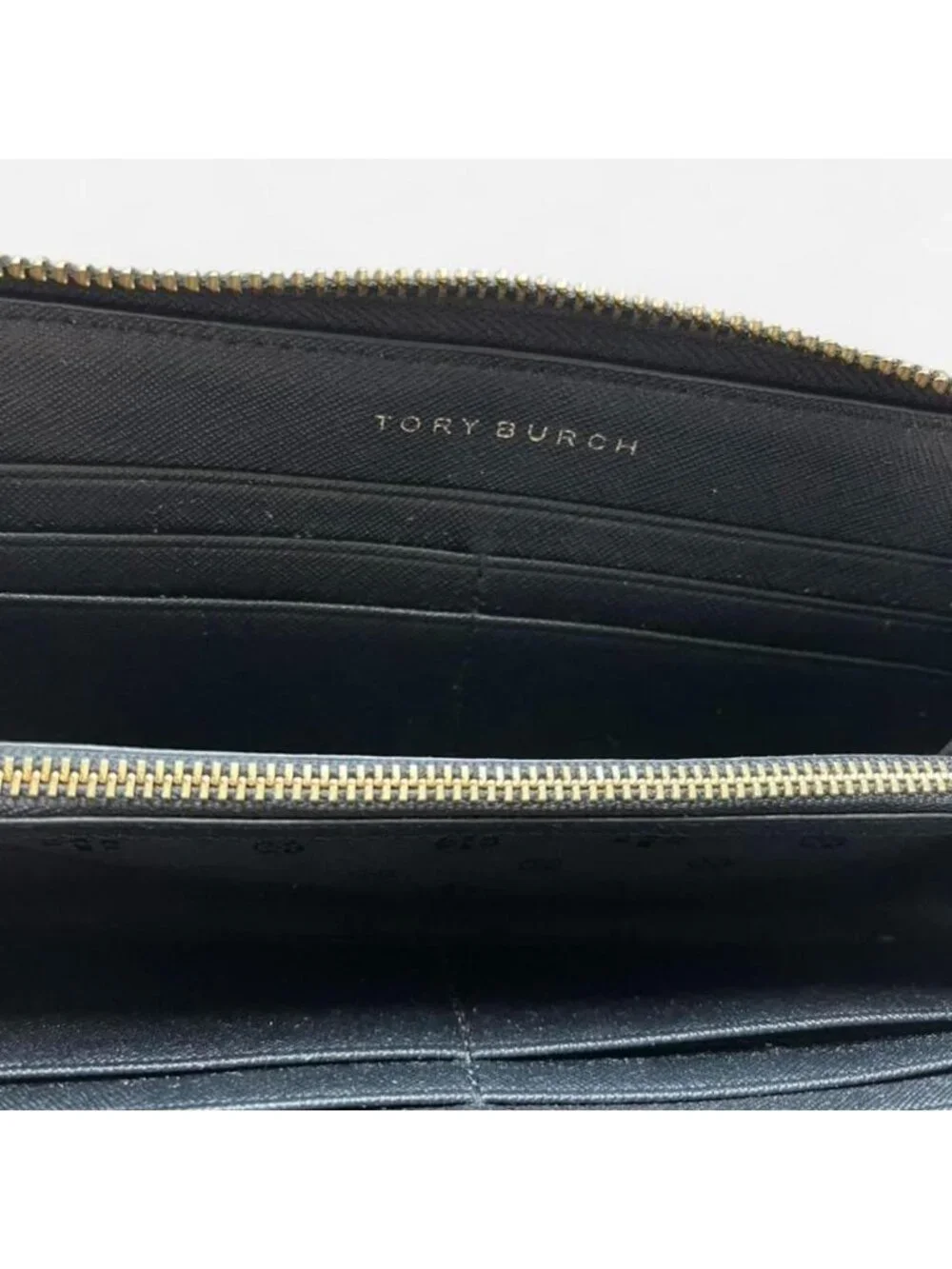 Tory Burch Black Continental Zip Wallet Minimalistic Leather Luxury Whimsigoth